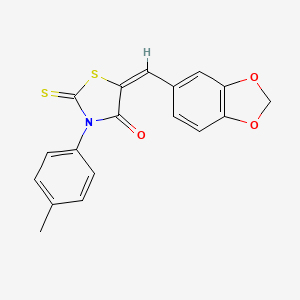 molecular formula C18H13NO3S2 B11701755 5-Benzo(1,3)dioxol-5-ylmethylene-2-thioxo-3-P-tolyl-thiazolidin-4-one 