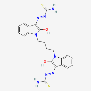 {[(3Z)-1-{4-[(3Z)-3-[(Carbamothioylamino)imino]-2-oxo-2,3-dihydro-1H-indol-1-YL]butyl}-2-oxo-2,3-dihydro-1H-indol-3-ylidene]amino}thiourea