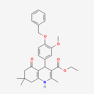 molecular formula C29H33NO5 B11701808 Ethyl 4-[4-(benzyloxy)-3-methoxyphenyl]-2,7,7-trimethyl-5-oxo-1,4,5,6,7,8-hexahydroquinoline-3-carboxylate 