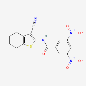 molecular formula C16H12N4O5S B11701815 N-(3-cyano-4,5,6,7-tetrahydro-1-benzothiophen-2-yl)-3,5-dinitrobenzamide 