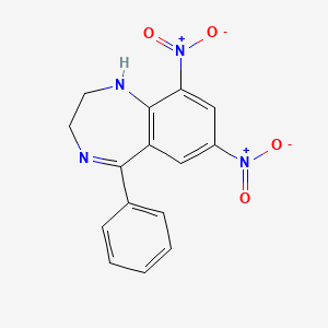 molecular formula C15H12N4O4 B11701817 7,9-Dinitro-5-phenyl-2,3-dihydro-1H-1,4-benzodiazepine 