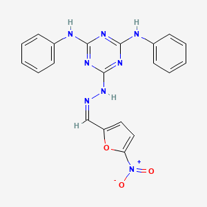 molecular formula C20H16N8O3 B11701873 6-[(2Z)-2-[(5-Nitrofuran-2-YL)methylidene]hydrazin-1-YL]-N2,N4-diphenyl-1,3,5-triazine-2,4-diamine 