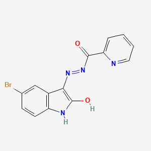 molecular formula C14H9BrN4O2 B11701894 N'-[(3Z)-5-bromo-2-oxo-1,2-dihydro-3H-indol-3-ylidene]pyridine-2-carbohydrazide 