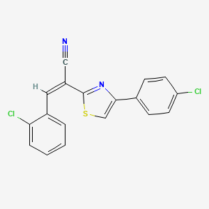 molecular formula C18H10Cl2N2S B11701903 (2Z)-3-(2-chlorophenyl)-2-[4-(4-chlorophenyl)-1,3-thiazol-2-yl]prop-2-enenitrile 