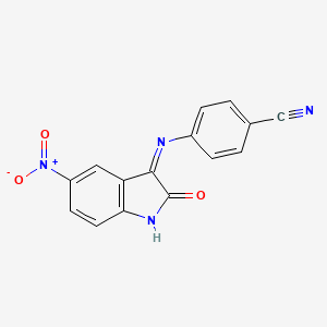 molecular formula C15H8N4O3 B11701918 4-[(5-Nitro-2-oxoindol-3-yl)amino]benzonitrile 