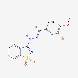 3-[(2E)-2-(3-bromo-4-methoxybenzylidene)hydrazinyl]-1,2-benzothiazole 1,1-dioxide