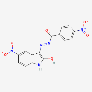 4-Nitro-N'-[(3E)-5-nitro-2-oxo-2,3-dihydro-1H-indol-3-ylidene]benzohydrazide