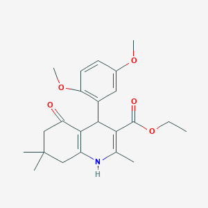 molecular formula C23H29NO5 B11701935 Ethyl 4-(2,5-dimethoxyphenyl)-2,7,7-trimethyl-5-oxo-1,4,5,6,7,8-hexahydroquinoline-3-carboxylate 