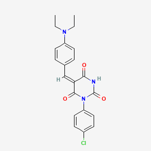 molecular formula C21H20ClN3O3 B11701994 (5E)-1-(4-chlorophenyl)-5-[4-(diethylamino)benzylidene]pyrimidine-2,4,6(1H,3H,5H)-trione 