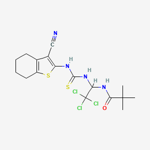 2,2-dimethyl-N-[2,2,2-trichloro-1-[(3-cyano-4,5,6,7-tetrahydro-1-benzothiophen-2-yl)carbamothioylamino]ethyl]propanamide