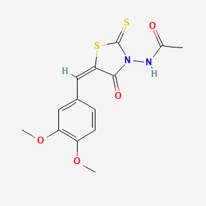 N-[(5E)-5-[(3,4-dimethoxyphenyl)methylidene]-4-oxo-2-sulfanylidene-1,3-thiazolidin-3-yl]acetamide