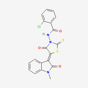 2-chloro-N-[(5Z)-5-(1-methyl-2-oxo-1,2-dihydro-3H-indol-3-ylidene)-4-oxo-2-thioxo-1,3-thiazolidin-3-yl]benzamide