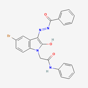 2-[(3Z)-3-(benzoylhydrazono)-5-bromo-2-oxo-2,3-dihydro-1H-indol-1-yl]-N-phenylacetamide