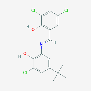 molecular formula C17H16Cl3NO2 B11702148 4-tert-butyl-2-chloro-6-{[(E)-(3,5-dichloro-2-hydroxyphenyl)methylidene]amino}phenol 