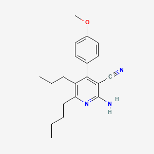 molecular formula C20H25N3O B11702183 2-Amino-6-butyl-4-(4-methoxyphenyl)-5-propylpyridine-3-carbonitrile 