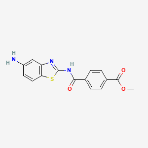 molecular formula C16H13N3O3S B11702198 Methyl 4-[(5-amino-1,3-benzothiazol-2-yl)carbamoyl]benzoate CAS No. 313233-14-6