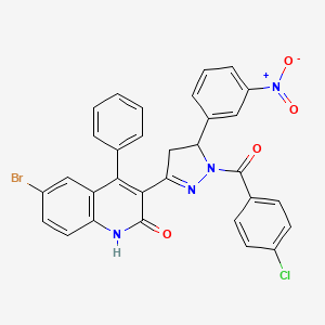 molecular formula C31H20BrClN4O4 B11702215 6-bromo-3-(1-(4-chlorobenzoyl)-5-(3-nitrophenyl)-4,5-dihydro-1H-pyrazol-3-yl)-4-phenylquinolin-2(1H)-one 