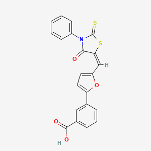 3-{5-[(E)-(4-oxo-3-phenyl-2-thioxo-1,3-thiazolidin-5-ylidene)methyl]furan-2-yl}benzoic acid