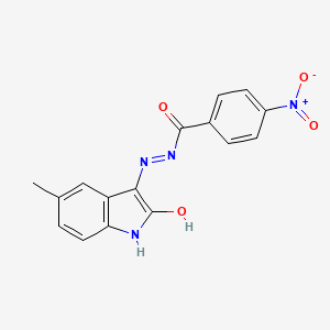 N'-[(3E)-5-Methyl-2-oxo-2,3-dihydro-1H-indol-3-ylidene]-4-nitrobenzohydrazide