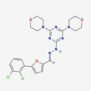 2-[(2E)-2-{[5-(2,3-dichlorophenyl)furan-2-yl]methylidene}hydrazinyl]-4,6-di(morpholin-4-yl)-1,3,5-triazine