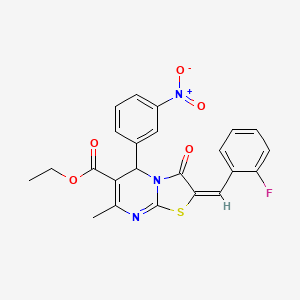 ethyl (2E)-2-(2-fluorobenzylidene)-7-methyl-5-(3-nitrophenyl)-3-oxo-2,3-dihydro-5H-[1,3]thiazolo[3,2-a]pyrimidine-6-carboxylate