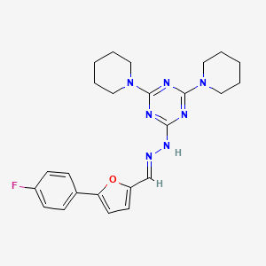 2-[(2E)-2-{[5-(4-fluorophenyl)furan-2-yl]methylidene}hydrazinyl]-4,6-di(piperidin-1-yl)-1,3,5-triazine