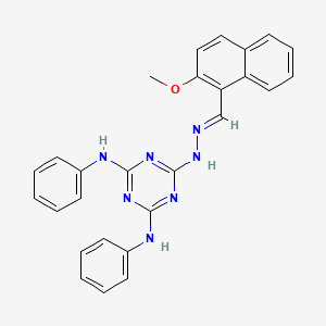 molecular formula C27H23N7O B11702363 6-{(2E)-2-[(2-methoxynaphthalen-1-yl)methylidene]hydrazinyl}-N,N'-diphenyl-1,3,5-triazine-2,4-diamine 