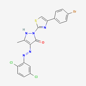 molecular formula C19H12BrCl2N5OS B11702381 (4Z)-2-[4-(4-bromophenyl)-1,3-thiazol-2-yl]-4-[2-(2,5-dichlorophenyl)hydrazinylidene]-5-methyl-2,4-dihydro-3H-pyrazol-3-one 