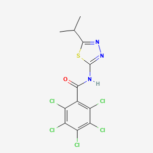 molecular formula C12H8Cl5N3OS B11702409 2,3,4,5,6-pentachloro-N-(5-isopropyl-1,3,4-thiadiazol-2-yl)benzamide 