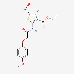 molecular formula C19H21NO6S B11702418 Ethyl 5-acetyl-2-{[(4-methoxyphenoxy)acetyl]amino}-4-methylthiophene-3-carboxylate 