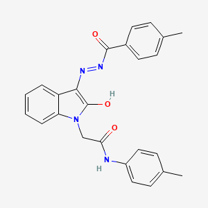 molecular formula C25H22N4O3 B11702437 2-{(3Z)-3-[(4-methylbenzoyl)hydrazono]-2-oxo-2,3-dihydro-1H-indol-1-yl}-N-(4-methylphenyl)acetamide 