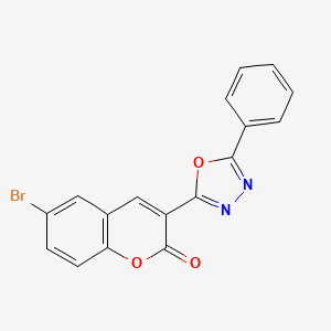 molecular formula C17H9BrN2O3 B11702458 6-bromo-3-(5-phenyl-1,3,4-oxadiazol-2-yl)-2H-chromen-2-one 