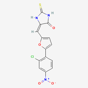 (5E)-5-{[5-(2-chloro-4-nitrophenyl)furan-2-yl]methylidene}-2-thioxoimidazolidin-4-one