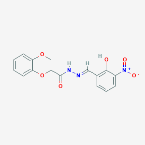 N'-[(E)-(2-hydroxy-3-nitrophenyl)methylidene]-2,3-dihydro-1,4-benzodioxine-2-carbohydrazide