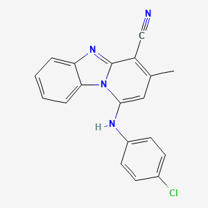 (1E)-1-[(4-chlorophenyl)imino]-3-methyl-1,5-dihydropyrido[1,2-a]benzimidazole-4-carbonitrile