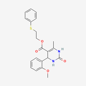 molecular formula C21H22N2O4S B11702564 2-(Phenylsulfanyl)ethyl 4-(2-methoxyphenyl)-6-methyl-2-oxo-1,2,3,4-tetrahydropyrimidine-5-carboxylate 