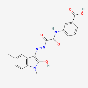 molecular formula C19H16N4O5 B11702583 3-((1,5-DI-ME-2-Oxo-1,2-2H-indol-3-ylidene-hydrazinooxalyl)-amino)-benzoic acid 