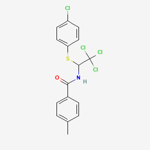 molecular formula C16H13Cl4NOS B11702632 Benzamide, 4-methyl-N-[2,2,2-trichloro-1-[(4-chlorophenyl)thio]ethyl]- 