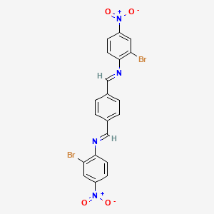 molecular formula C20H12Br2N4O4 B11702635 N,N'-[benzene-1,4-diyldi(E)methylylidene]bis(2-bromo-4-nitroaniline) 