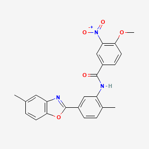 4-methoxy-N-[2-methyl-5-(5-methyl-1,3-benzoxazol-2-yl)phenyl]-3-nitrobenzamide