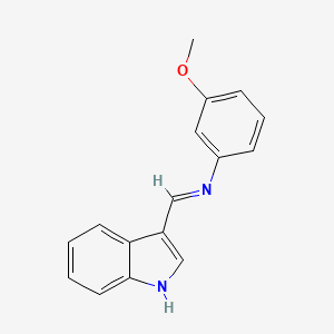 molecular formula C16H14N2O B11702681 (1H-Indol-3-ylmethylene)-(3-methoxy-phenyl)-amine 