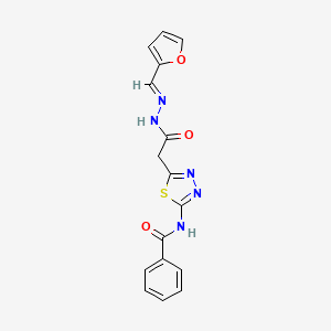 molecular formula C16H13N5O3S B11702710 N-[5-(Furan-2-ylmethylene-hydrazinocarbonylmethyl)-[1,3,4]thiadiazol-2-yl]-benzamide 