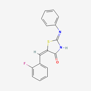 molecular formula C16H11FN2OS B11702711 5-(2-Fluorobenzylidene)-2-(phenylimino)-4-thiazolidinone 