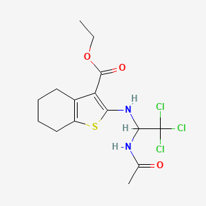 molecular formula C15H19Cl3N2O3S B11702719 Ethyl 2-{[1-(acetylamino)-2,2,2-trichloroethyl]amino}-4,5,6,7-tetrahydro-1-benzothiophene-3-carboxylate 