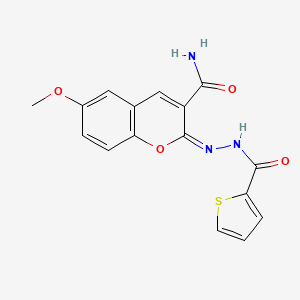 (2E)-6-methoxy-2-[(thien-2-ylcarbonyl)hydrazono]-2H-chromene-3-carboxamide