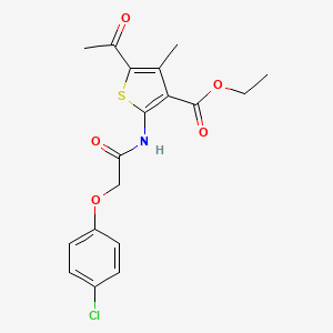 molecular formula C18H18ClNO5S B11702746 Ethyl 5-acetyl-2-[2-(4-chlorophenoxy)acetamido]-4-methylthiophene-3-carboxylate CAS No. 300828-09-5