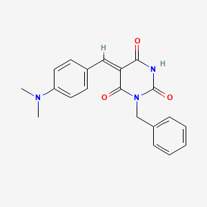 molecular formula C20H19N3O3 B11702801 (5Z)-1-benzyl-5-[4-(dimethylamino)benzylidene]pyrimidine-2,4,6(1H,3H,5H)-trione 