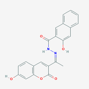 molecular formula C22H16N2O5 B11702836 3-hydroxy-N'-[(1Z)-1-(7-hydroxy-2-oxo-2H-chromen-3-yl)ethylidene]naphthalene-2-carbohydrazide 