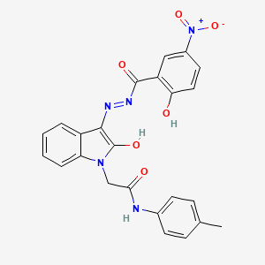 2-(3-(2-(2-hydroxy-5-nitrobenzoyl)hydrazono)-2-oxoindolin-1-yl)-N-p-tolylacetamide