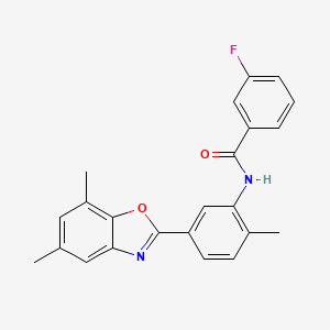 molecular formula C23H19FN2O2 B11702887 N-[5-(5,7-dimethyl-1,3-benzoxazol-2-yl)-2-methylphenyl]-3-fluorobenzamide 